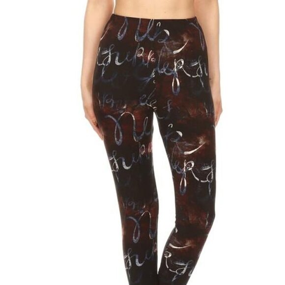 LEGGINGS DEPOT Brown & Cream Abstract Print Full length Leggings Size 12 NWT - Picture 4 of 6